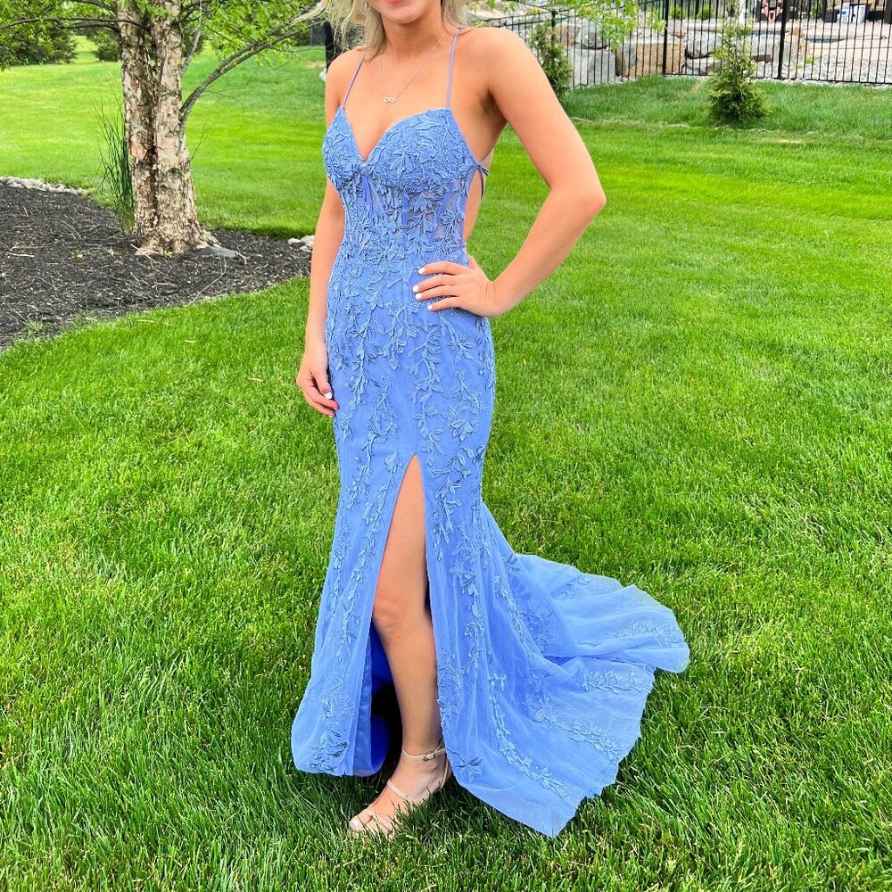 Sherry Hill Periwinkle Prom Dress Style 55483